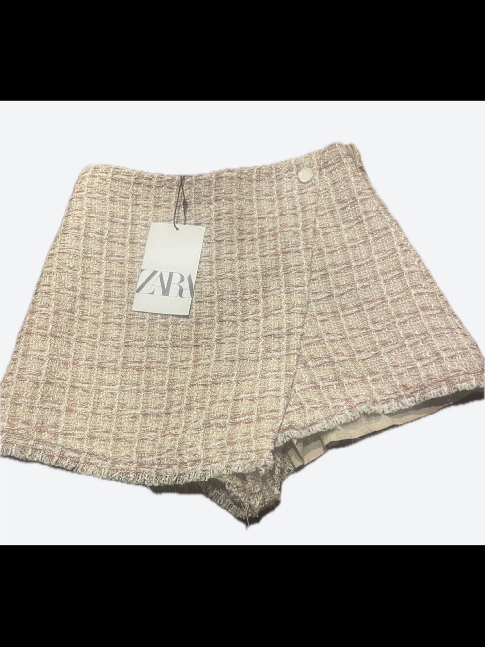 ZARA Pink Beige Tweed Wrap-Front girls  Skort